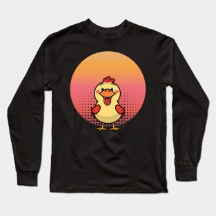 Enjoying chickens happy animated Long Sleeve T-Shirt